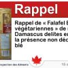 Circulaire Rappel de « Falafel Boulettes végétariennes » de marque Damascus delites en raison de la présence non déclarée de blé Circulaire Rappel de « Falafel Boulettes végétariennes » de marque Damascus delites en raison de la présence non déclarée de blé