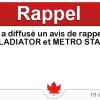 Circulaire SPARTAN a diffusé un avis de rappel pour le modèle GLADIATOR et METRO STAR Circulaire SPARTAN a diffusé un avis de rappel pour le modèle GLADIATOR et METRO STAR