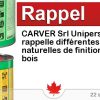 Circulaire CARVER Srl Unipersonale rappelle différentes huiles naturelles de finition pour le bois Circulaire CARVER Srl Unipersonale rappelle différentes huiles naturelles de finition pour le bois