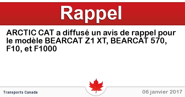 Rappel Motoneige Arctic Cat Rappel Motoneige Arctic Cat