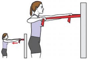 Deuxième exercice avec l’élastique.