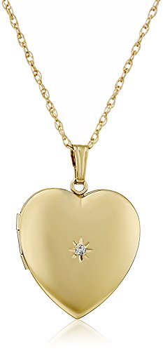 Collier à pendentif cœur avec or jaune 14 carats et diamants