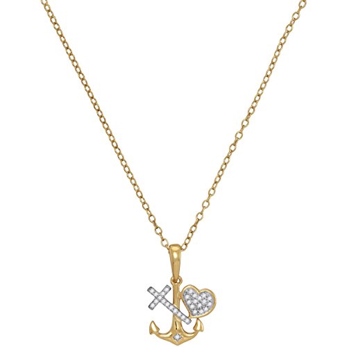 Collier avec Pendentif en Or Jaune et de Diamants en forme de Coeur