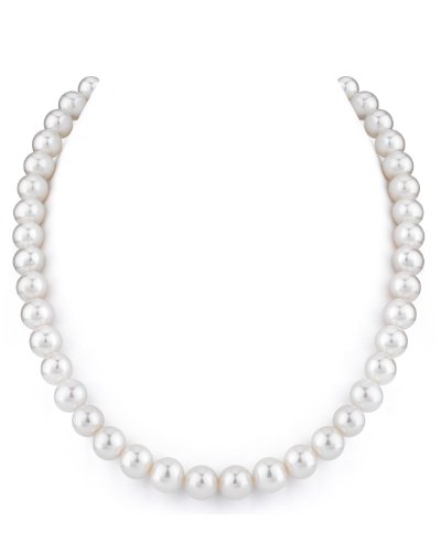 Collier de perles rondes de culture d'eau douce blanches 9-10mm