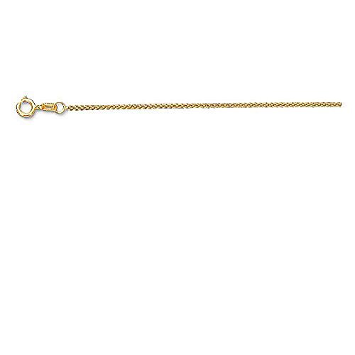 Collier en chaîne de blé rond en or jaune massif 14K avec diamants taillés .6mm 16 "