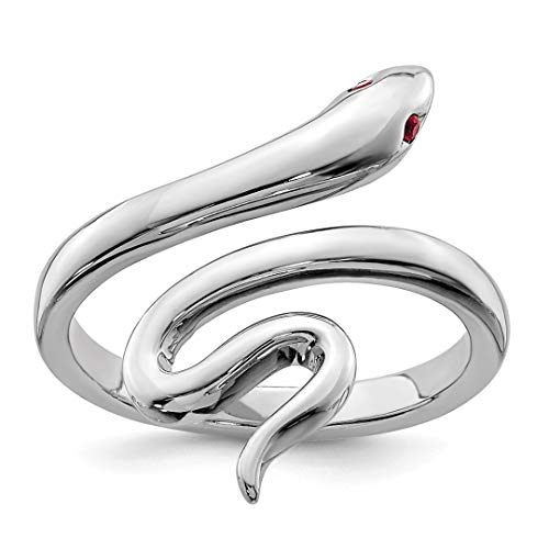 Bague d'orteil réglable en Serpent en argent sterling avec Rubis rouge synthétique