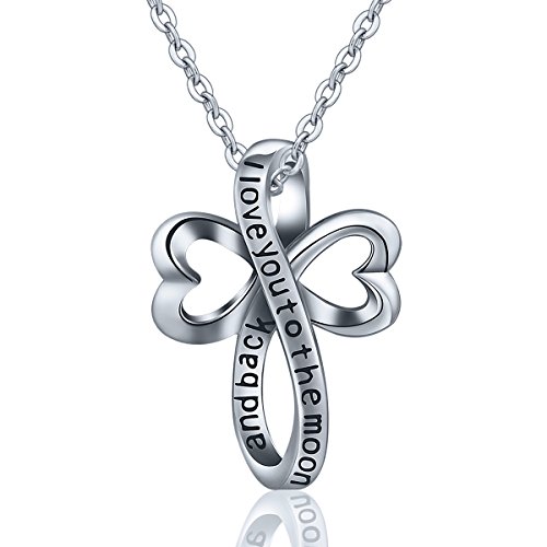 Croix de Noeud Celtique, chaîne de 18 " EUDORA Argent Sterling 925 I Love You to The Moon and Back