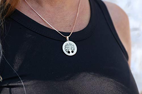 Collier pendentif chaîne de l'arbre de vie en or rose avec strass pour femme par Thalie - 3