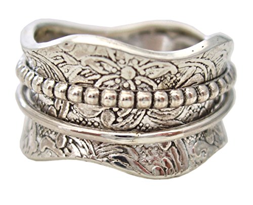 Bague de Méditation en Argent Sterling à motif Floral