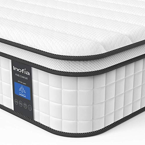 Matelas Inofia Double Hybride à Ressort Ensachés et Mousse Mémoire de 10 pouces d'épaisseur