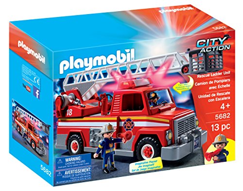 Camion de Pompier Grande Échelle Pivotante et Sirène Playmobile Ensemble de Jeu 5682