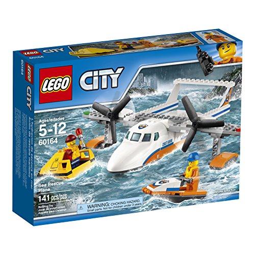 Ensemble de Construction LEGO City - Avion de Sauvetage en Mer de la Garde Côtière, 141 pièces