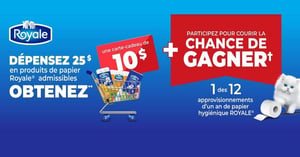 Concours Gagnez un des douze approvisionnements d'un an de papier hygiénique Royale! Concours Irving Limitée