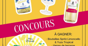Concours Gagnez un mix de bouteilles Yuzu Tropical et Spritz Limoncello Nicolas Laloux des verres, une boîte apéro et un éventail! Concours Nicolas Laloux
