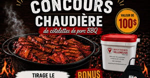 Concours Gagnez une chaudière de côtelettes de porc BBQ! Concours Boucherie Villeneuve