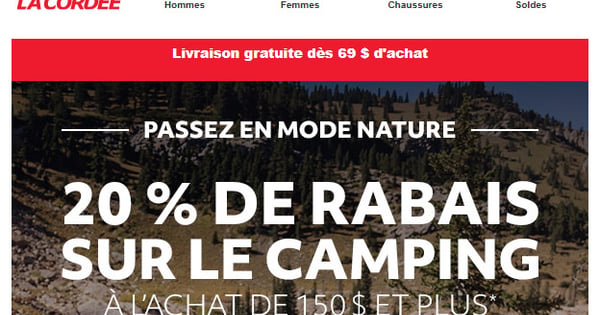 20% de rabais sur le camping