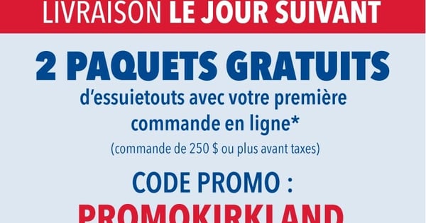 Offres Costco - 2 Paquets d'essuie-tout avec votre première commande en ligne