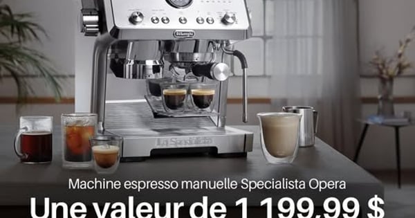 Concours Gagnez une machine espresso manuelle Specialista Opera de DeLonghi d’une valeur de 1199,99 $!