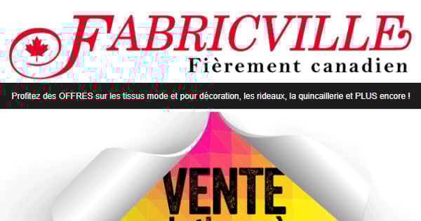 VENTE À TOUT CASSER! 75% de rabais sur une ÉNORME sélection de tissus et PLUS!