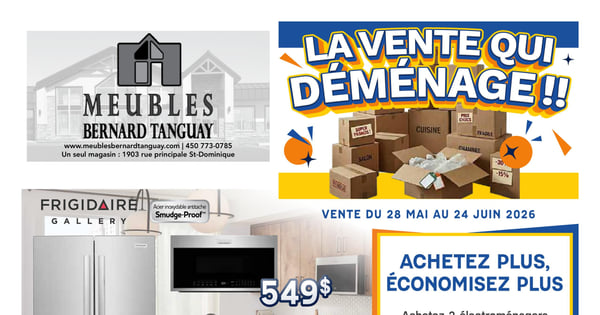 Circulaire Meubles Bernard Tanguay - La vente qui déménage !!