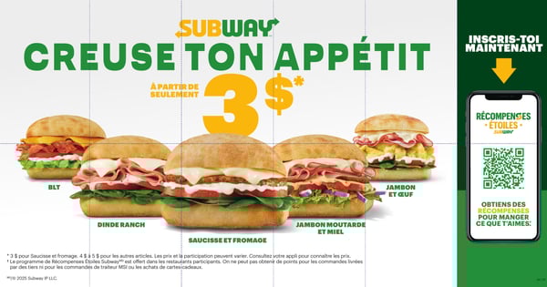 Circulaire Subway - Coupons "Creuse ton Appétit"