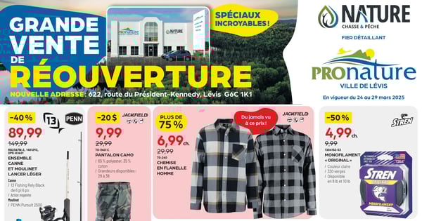 Circulaire Pronature - Vente de réouverture Levis