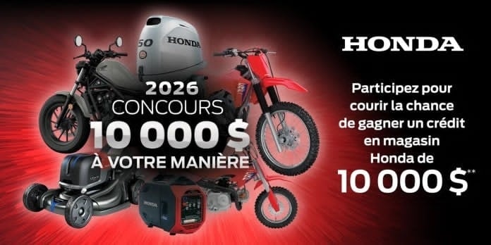Concours Gagner 10000$ en crédit magasin Honda!