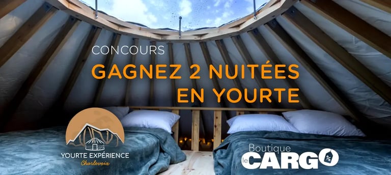 Concours Viva Média- Gagnez 2 nuitées pour 1 à 4 personnes à Yourte Expérience Charlevoix!