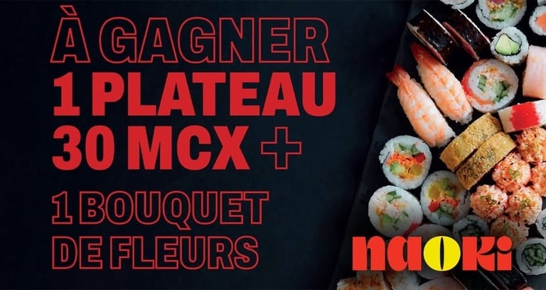 Concours Gagnez 1 plateau 30 MCX de Naoki, accompagné d’un bouquet de roses!
