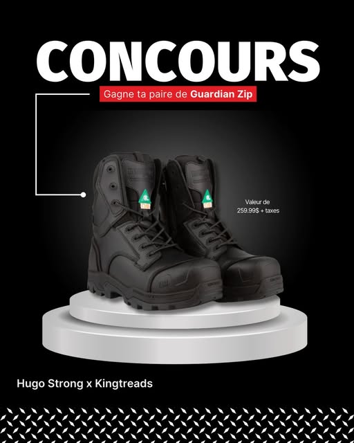 Concours Gagnez une paire de bottes de travail GUARDIAN ZIP de la collection Hugo Strong!