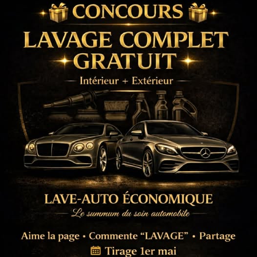 Concours Gagnez un lavage complet intérieur et extérieur pour votre voiture!