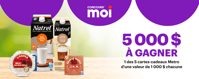 Concours Gagnez l'une des cinq cartes cadeaux Métro de 1000$!