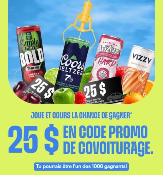 Concours Gagnez l'un des 1000 codes promotionnels Uber de 25$!
