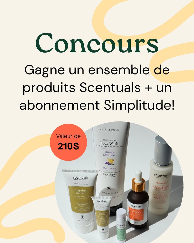Concours Gagnez un ensemble de produits Scentuals Natural & Organic Skin Care et un abonnement Simplitude!