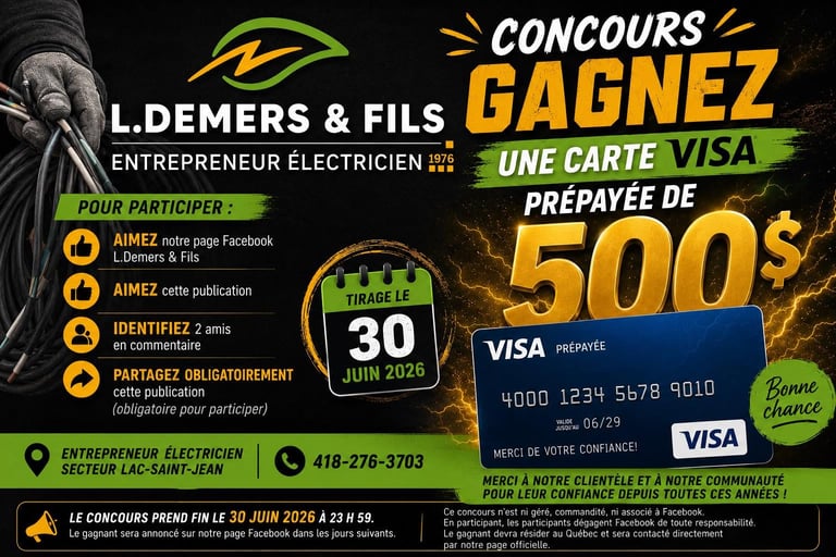 Concours Gagnez une carte-cadeau Visa prépayée de 500$!
