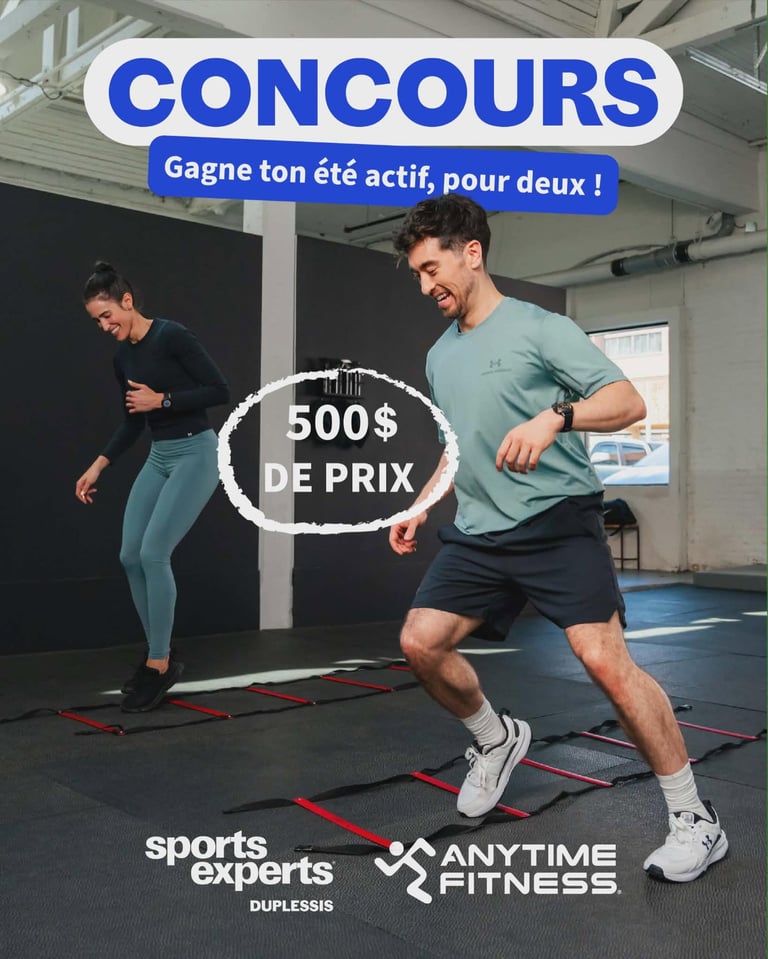 Concours Gagnez 2 cartes-cadeaux chez Sports Expert Duplessis et 2 mois d’abonnement au Anytime Fitness Sainte-Foy!