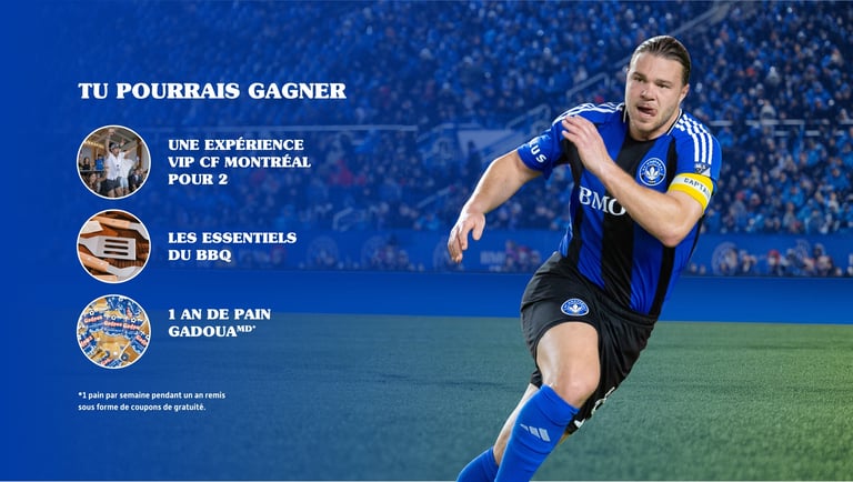 Concours Gagnez une expérience VIP CF Montréal pour deux, des essentiels BBQ et un an de pain Gadoua!