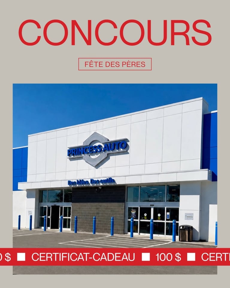 Concours Gagnez une carte-cadeau Princess Auto de 100$!