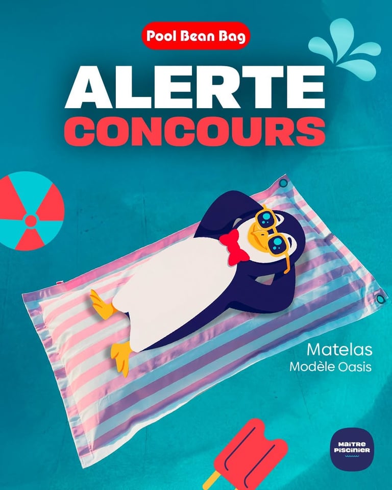 Concours Gagnez un matelas Oasis rose ligné par Pool Bean Bag!