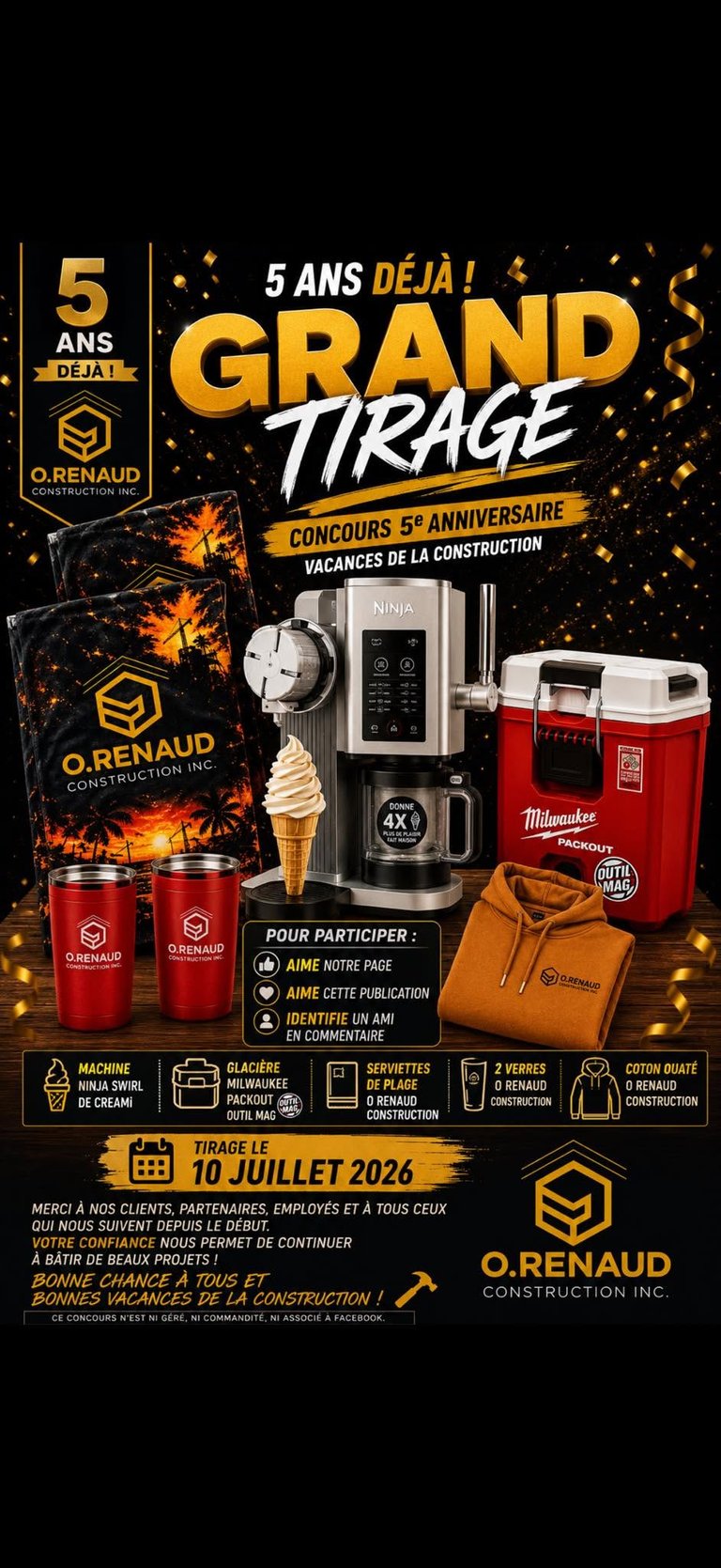 Concours Gagnez  un ensemble parfait pour les vacances de la construction!