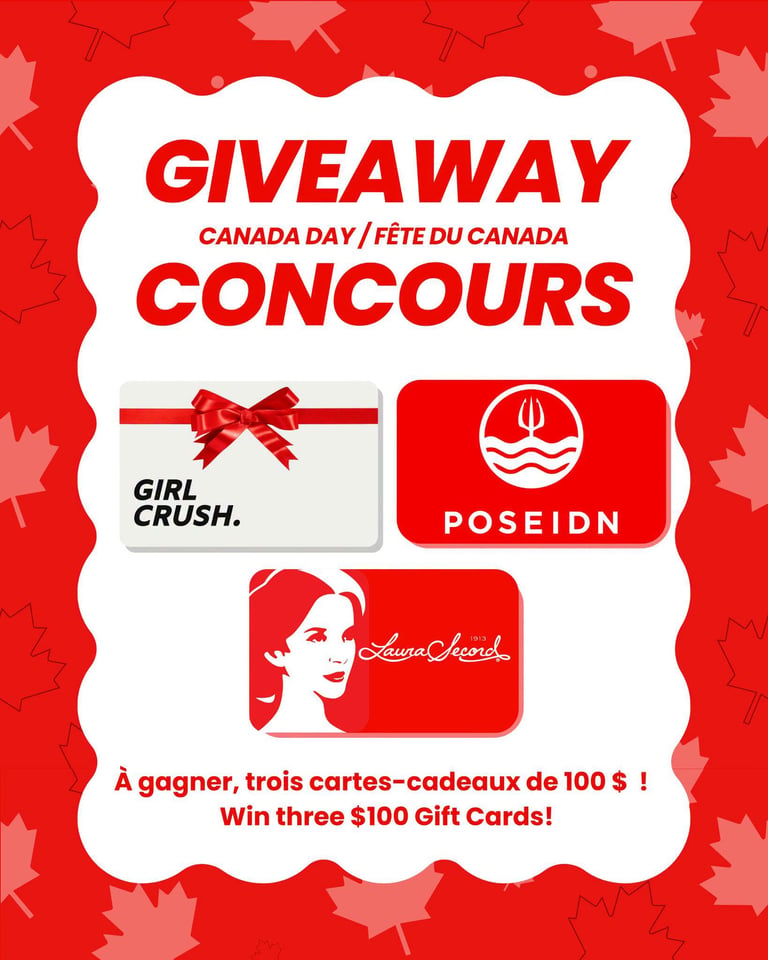 Concours Gagnez 100$ de Bombes à Cocktail chez Poseidn, 100$ de vêtements Girl Crush et 100$ Laura Secord!