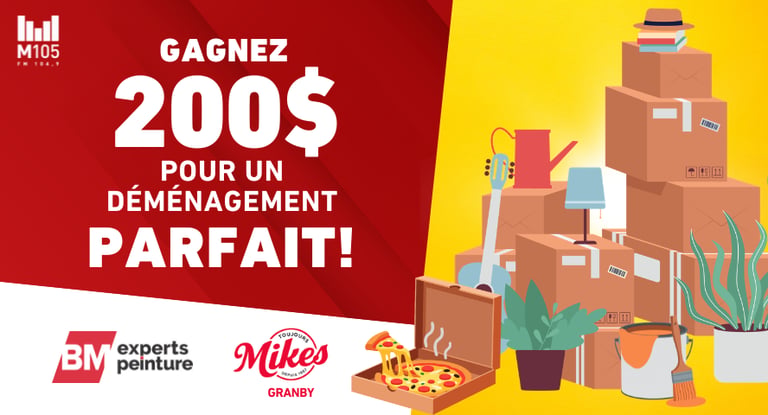 Concours Gagnez 100$ chez Toujours Mikes de Granby et un carte-cadeau de 100$ chez BM Experts Peinture!