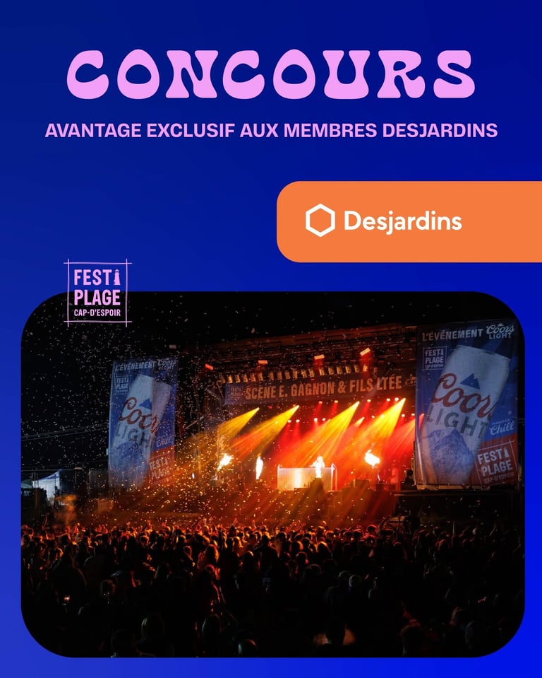 Concours Gagnez l'un des deux accès VIP tout inclus pour les 3 soirées du Festi-Plage de Cap d’Espoir ou l'un des 5 passeports pour la durée du festival!