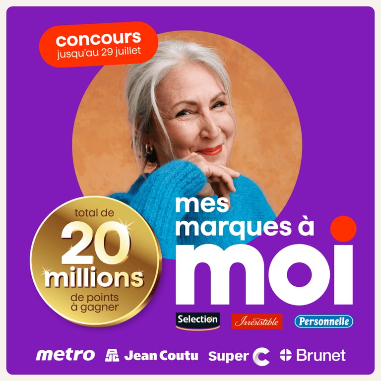 Concours Gagnez l'un des cinq lots de 1 000 000 points Moi ou l'un des trente prix de 500 000 points Moi!