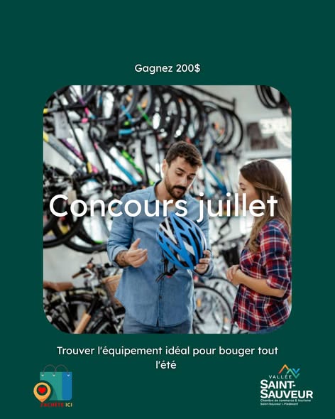 Concours Gagnez 200$ en équipement sportif chez l'un de nos commerçants participants de la Vallée de Saint-Sauveur et Piedmont!