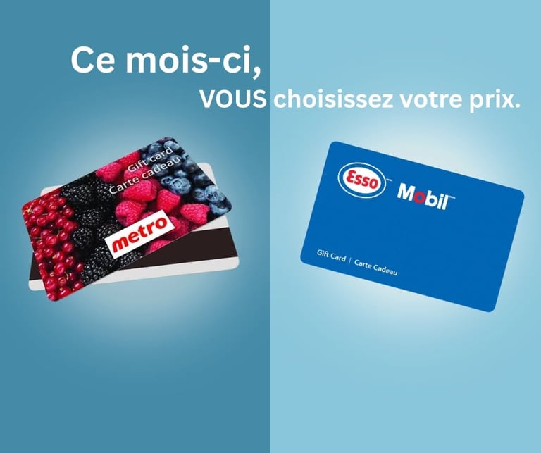 Concours Gagnez une carte-cadeau d'épicerie ou essence de 150$!