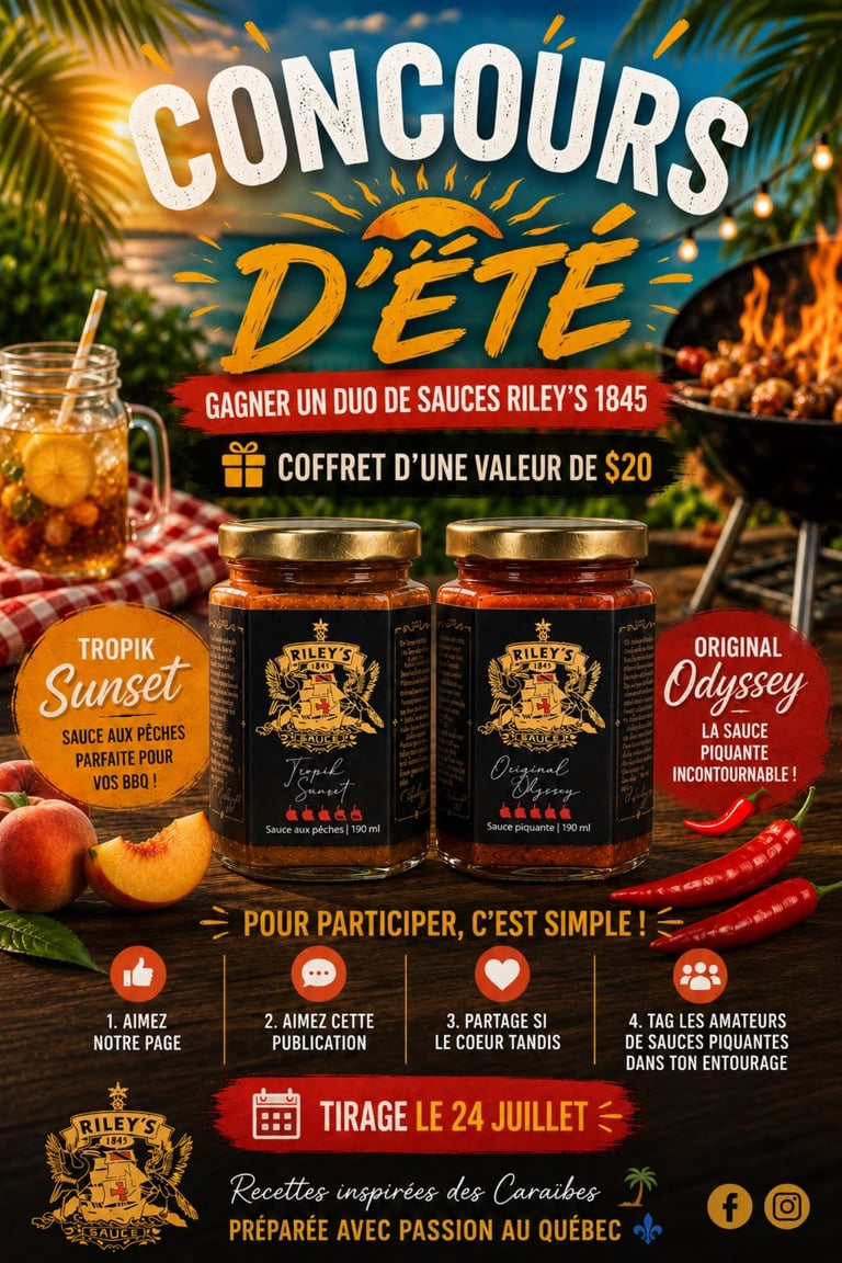 Concours Gagnez un duo de sauce Riley’s 1845 Sauce!