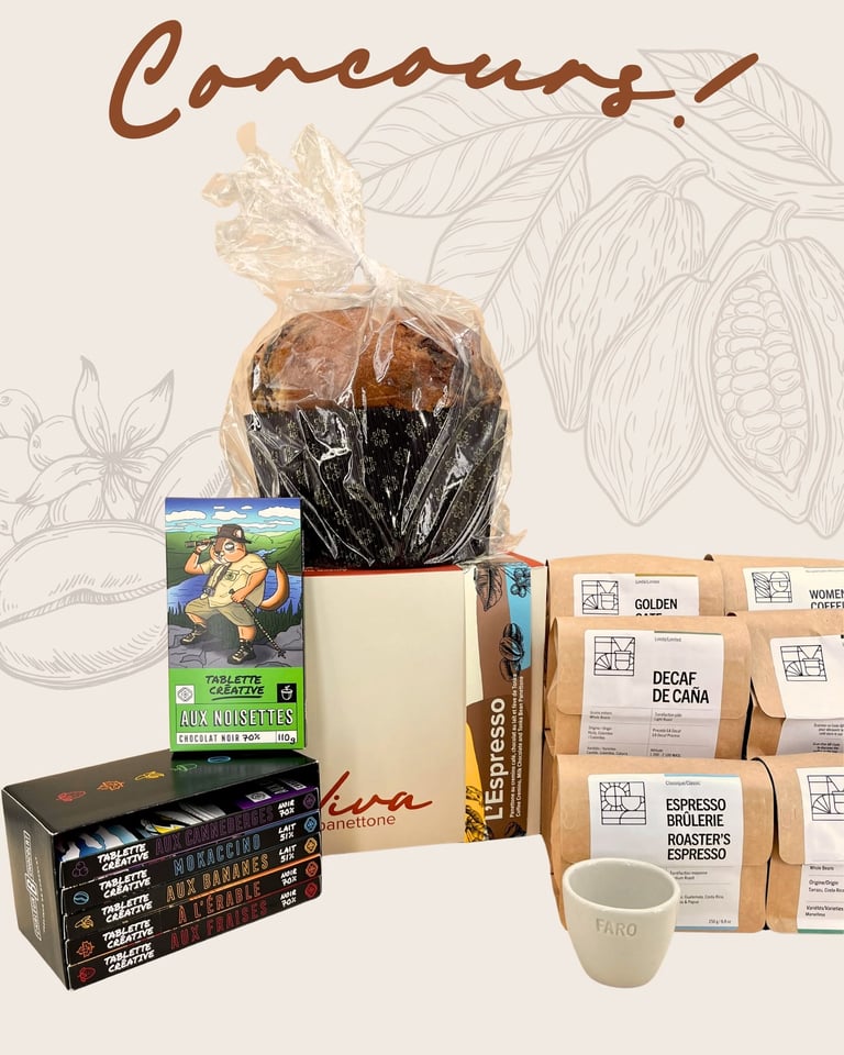 Concours Gagnez une panettone, une boîte découverte des Brûleries Faro et un ensemble de tablettes de chocolat Bassan!