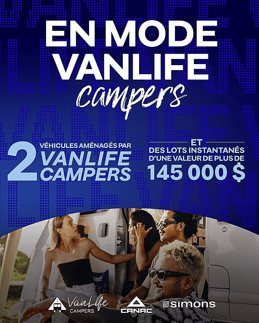 Concours Gagnez l'un des deux véhicules aménagés par VanLife Campers ou un des prix instananés!