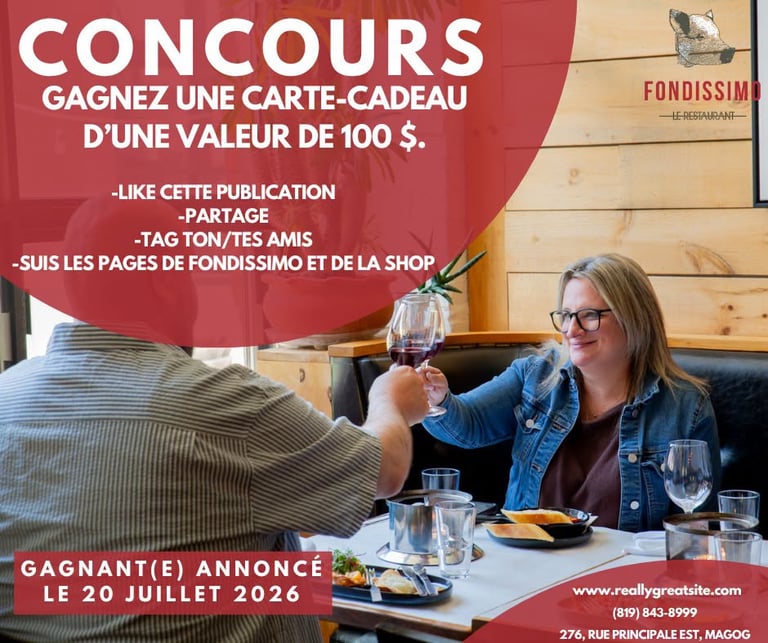 Concours Gagnez une carte-cadeau de 100$ chez  La Shop et Fondissimo!